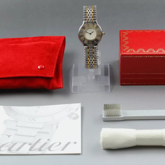 MINT Cartier Must De Two Tone Gold Ladies Watch - Picture 2 of 6